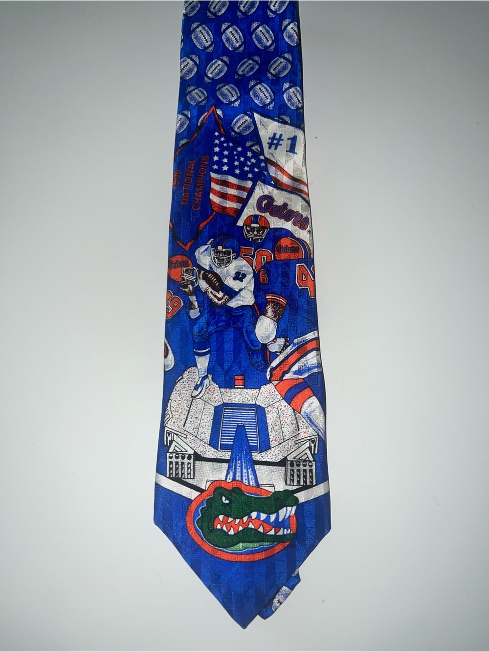 Ralph Martin University of Florida Gators Blue Novelty Football Tie 100% Silk